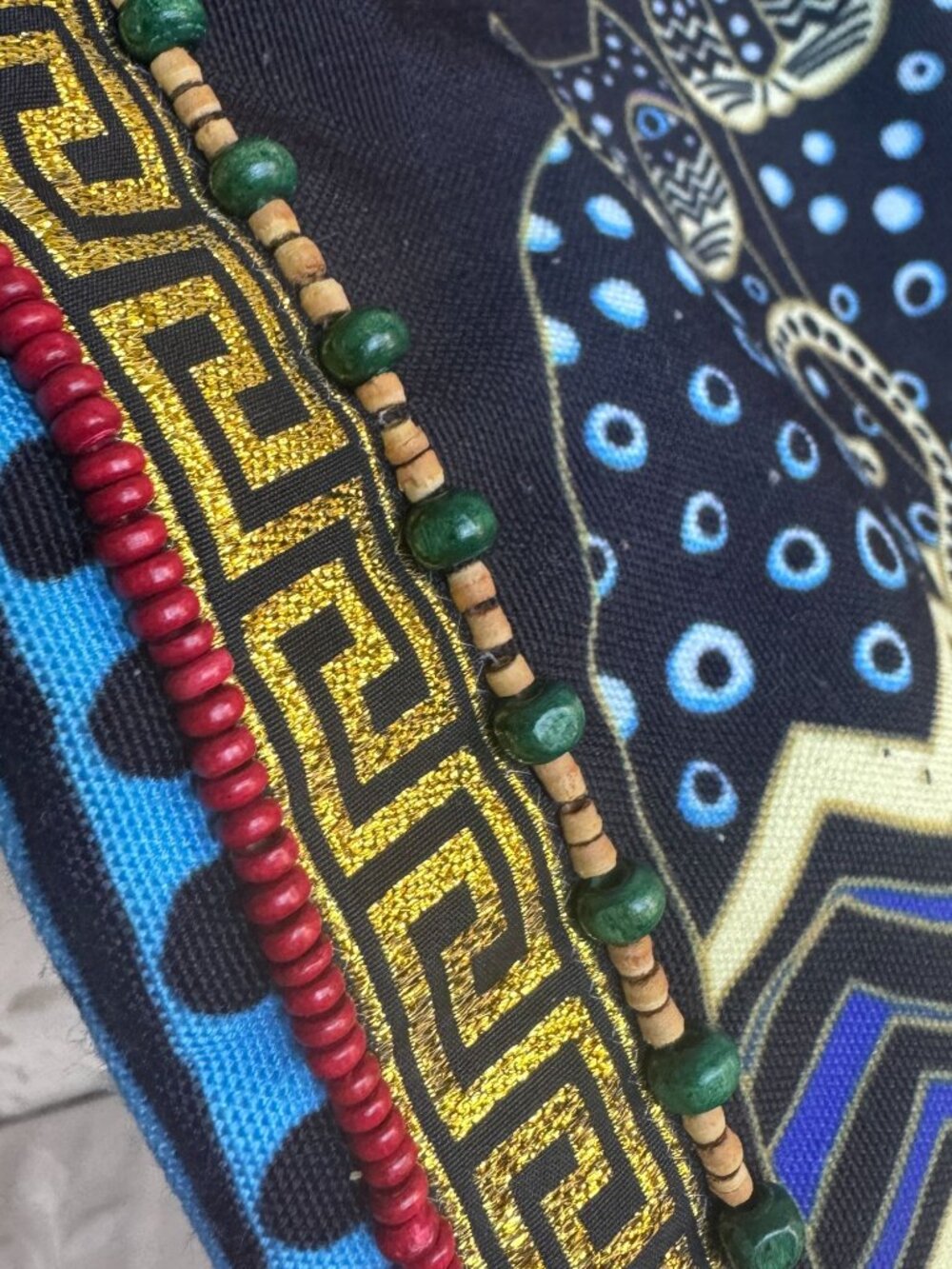 Laurel Burch Cat Print Crossbody Bag Bohemian Geometric Strap & Beaded details - Picture 8 of 13